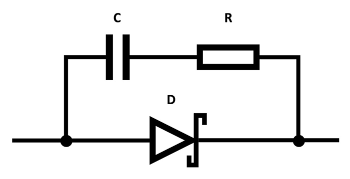 Figure 5. The capacitor in the snubber circuit can be swapped out for a metal film type, or a larger resistance can be tried. (Image source: TRACO)